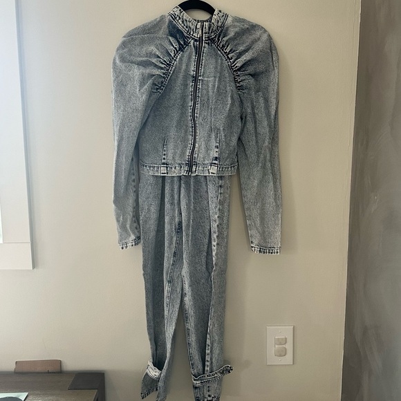 CULPOS X Jean Blouse size small Paperbag-Waist jeans size 0 Created for Macy's - Picture 1 of 8